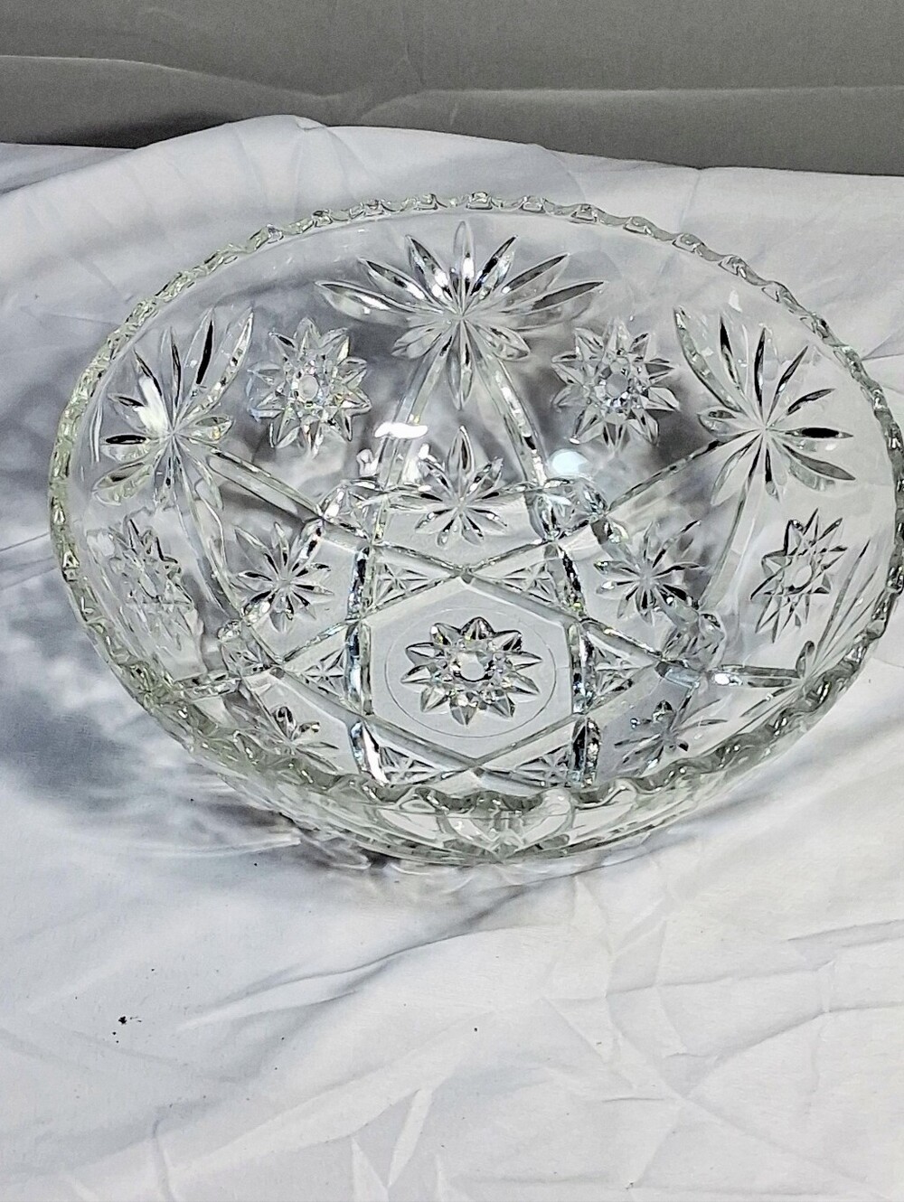 Anchor Hockings Vintage 1950's 8" Star Of David Prescut Crystal Serving Bowl